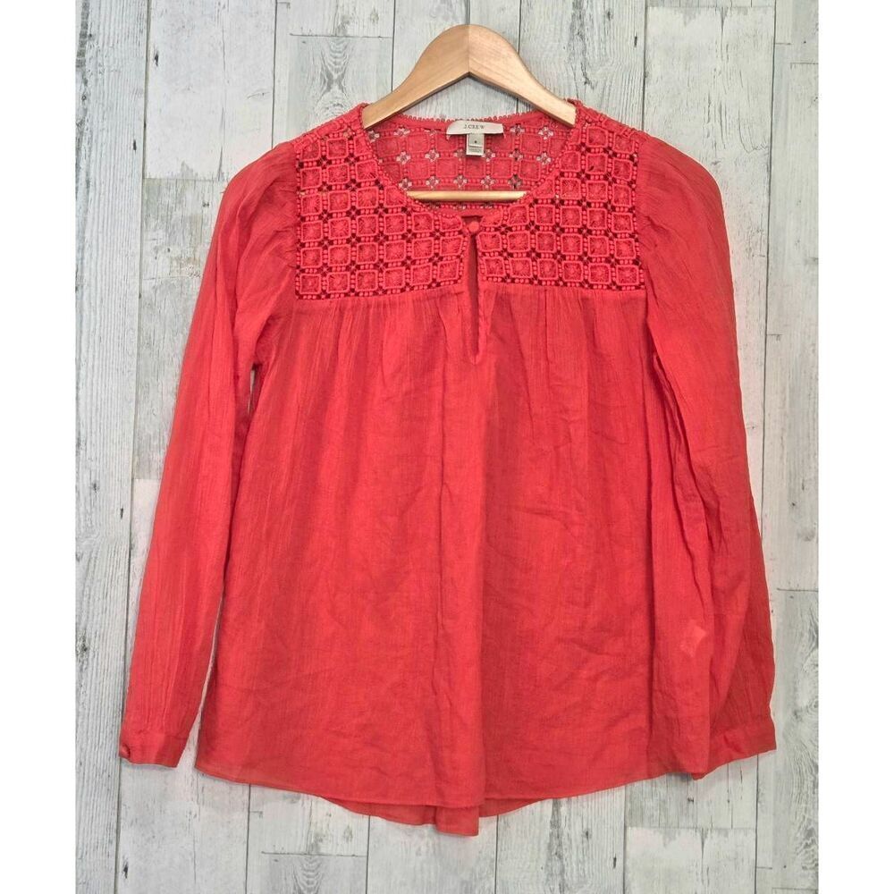 J. Crew Cotton Gauze Boho Cabana Blouse Sz. 6